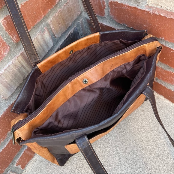 Unique Soft Leather 2-Tone Mushroom Shoulder/Tote/Bag with nature scarf/wrap - Picture 10 of 12